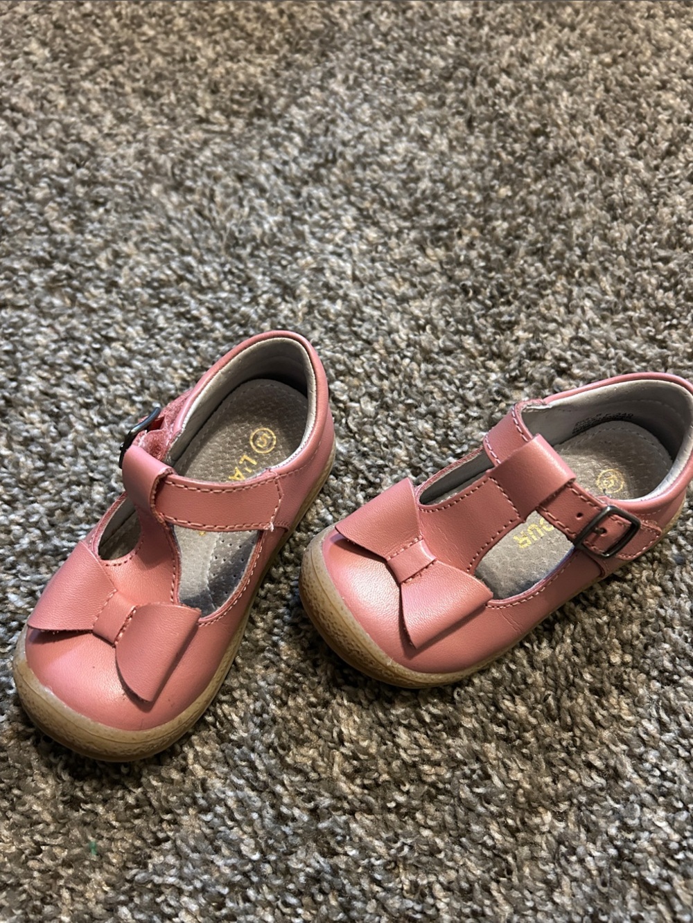 L'Amour Pink Bow Mary Jane Kids Dress Shoes